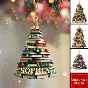 Personalized Christmas Book Tree Ornament - Gift For Book Lover - 2024 New Release