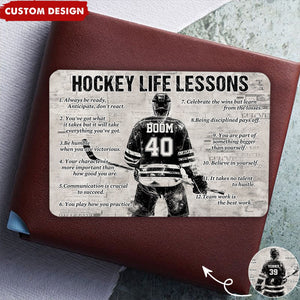 Personalized Hockey Life Lessons Wallet Card - Gift For Hockey Lovers