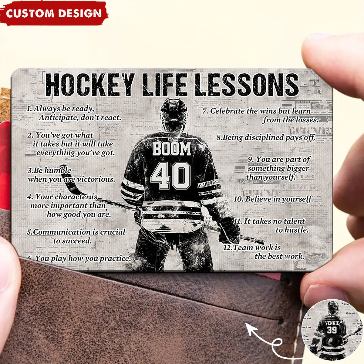 Personalized Hockey Life Lessons Wallet Card - Gift For Hockey Lovers