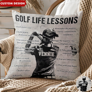 Gift For Golf Lovers-Personalized Golf Life Lessons Pillow-2024 New Release