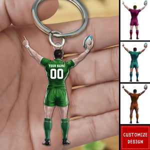 Personalized Rugby Player Keychain - Gifts For Rugby Lovers