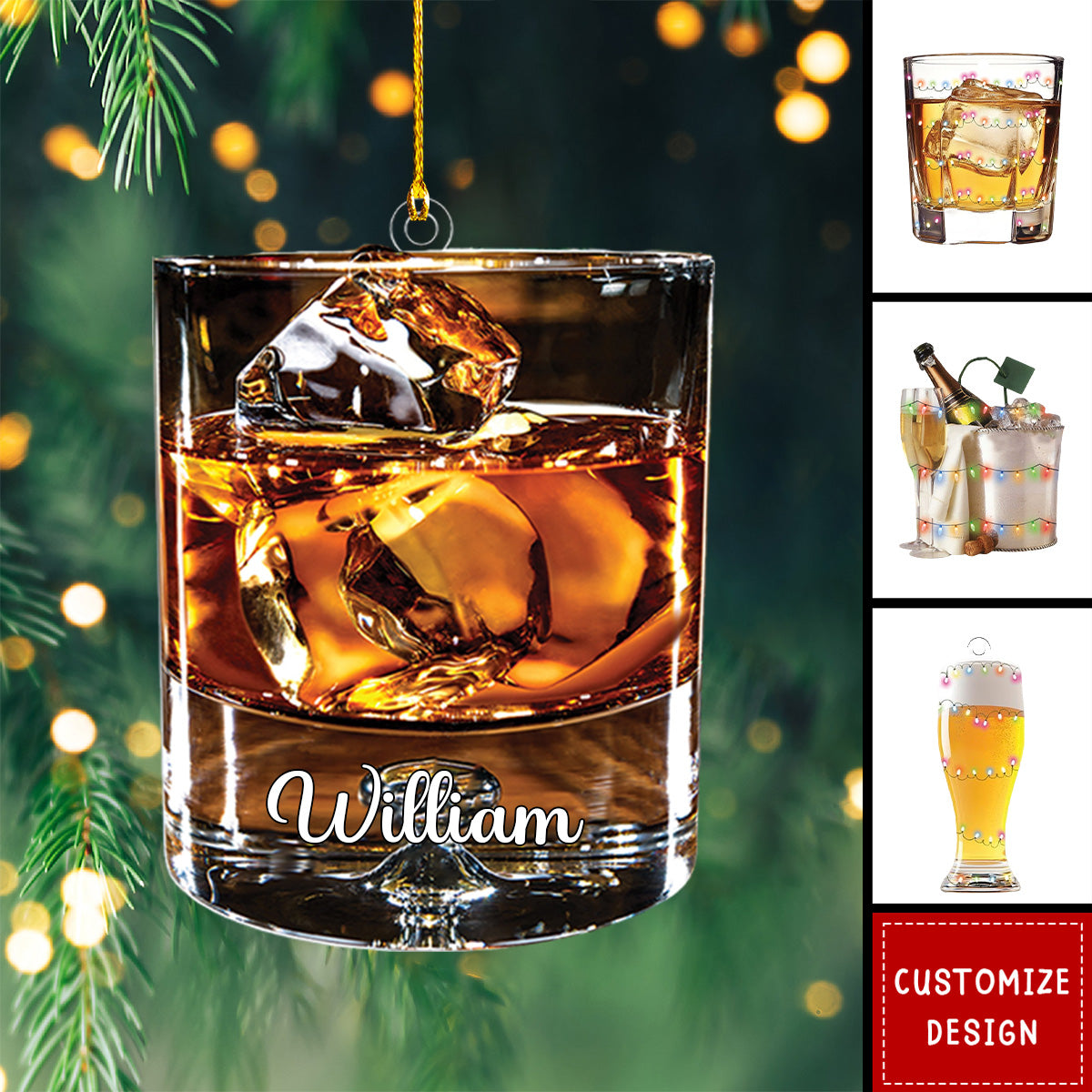 2024 New Release - Personalized Alcohol Drink Christmas Ornament