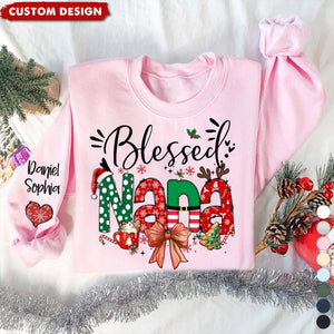 2024 New Release Personalized Christmas Blessed Grammy Nana Mimi Gigi And Grandkids Sweatshirt