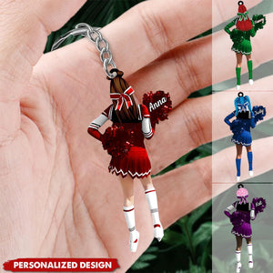 Personalized Cheerleading Pom pom Girl Keychain-Gift For Cheerleading Lovers - 2024 New Release