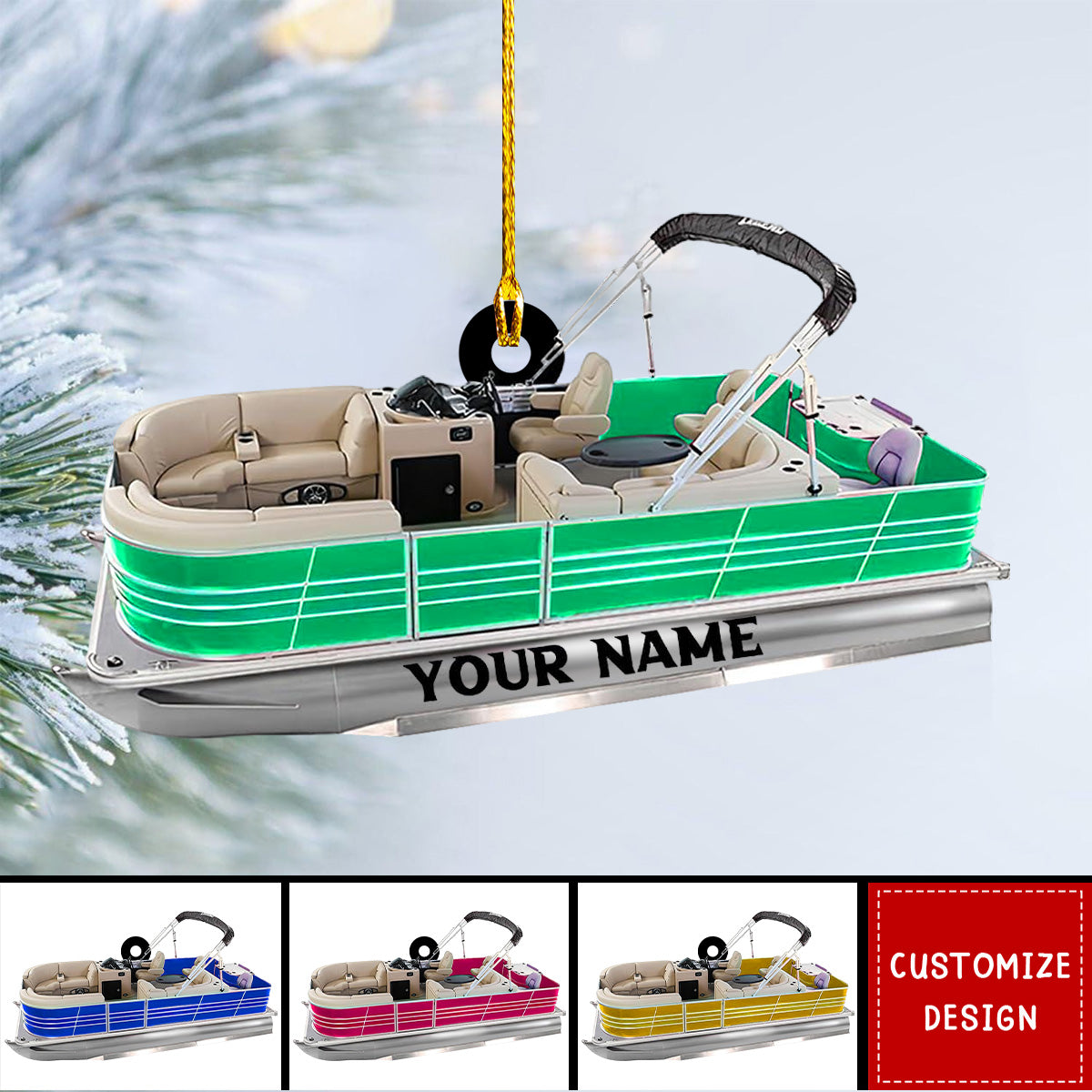 Personalized Pontoon Boat Acrylic Christmas Ornament 2024 New Releas OKBANDS