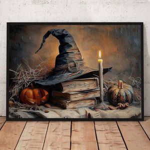 Spooky Season Wall Art Decor, Halloween Poster Gift For Witch And Book Lovers