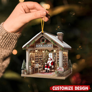 Personalized Santa in Book Shop Christmas Ornament Gift For Book Lovers-2024 New Release