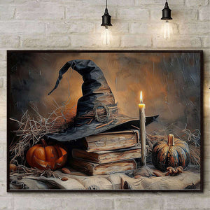 Spooky Season Wall Art Decor, Halloween Poster Gift For Witch And Book Lovers