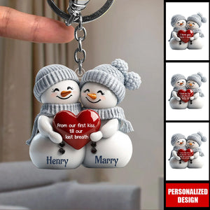 2024 New Release Couple Snowman Christmas Personalized Acrylic Keychain