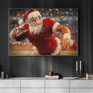 Funny Christmas Santa On The Field American Football Poster - Gift For American Football Lovers