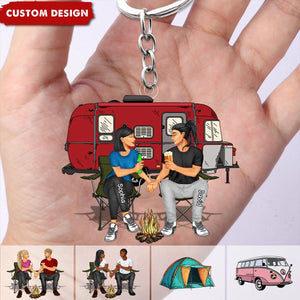 Camping Couple Making Memories One Campsite At A Time Personalized Keychain-Gift For Couple