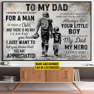 To My Dad Personalized Football Poster-Gift For Football Lovers