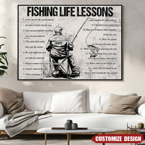 Personalized Fishing Life Lessons Poster- Gift For Fishing Lovers