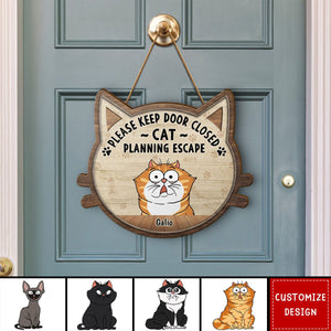 Cats Planning Escape - Personalized Wood Sign - Gift For Cat Lovers