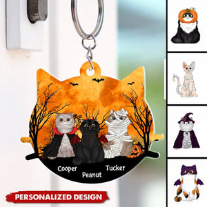 Halloween Cat Face - Personalized Custom Acrylic Keychain