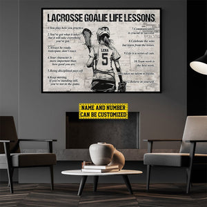 Personalized Lacrosse Goalie Girl Life Lessons Poster - Gift For Lacrosse Goalie Lovers