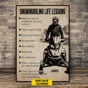 Personalized Snowmobiling Life Lessons Poster-Gift For Boy Men