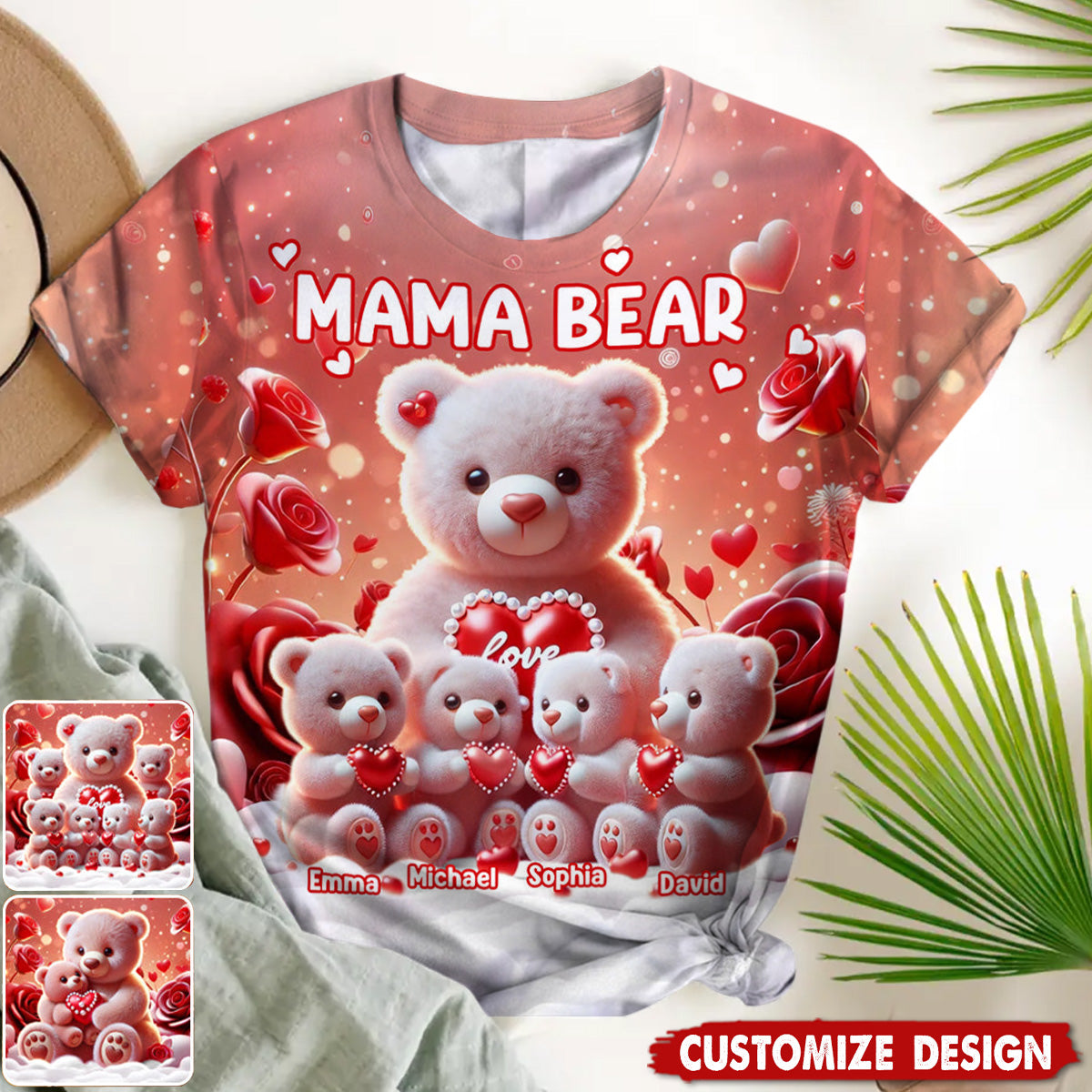 Personalized Mama Bear T-shirt - Gift For Mom,Grandma