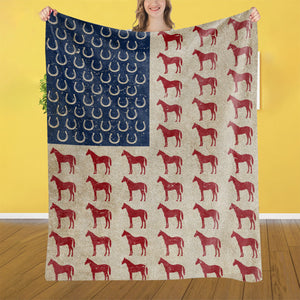 Horse American Flag Blanket - Gift For Horse Lovers