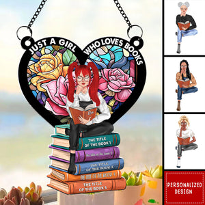 Girl Reading Book-Personalized Suncatcher Ornament-Gifts For Book Lover Girl