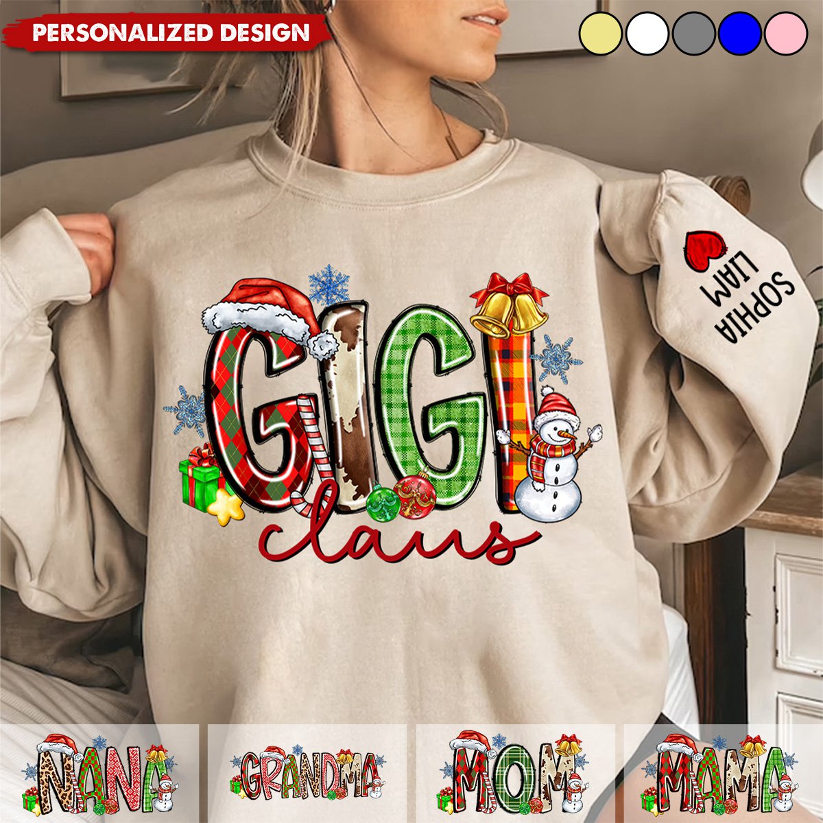 2024 New Release Personalized Nana Claus Sweatshirt Christmas Gift For Grandmas