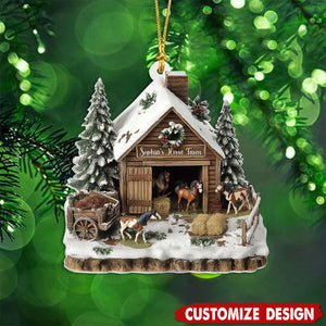 Personalized Horse Barn Christmas Ornament - Gifts For Horse Lover