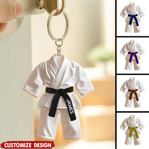 Personalized Black Belt Keychain -  Taekwondo,Karate,Jiu-Jitsu Gift