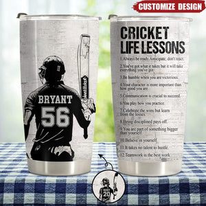 Personalized Cricket Life Lessons Tumbler - Gift For Cricket Lovers