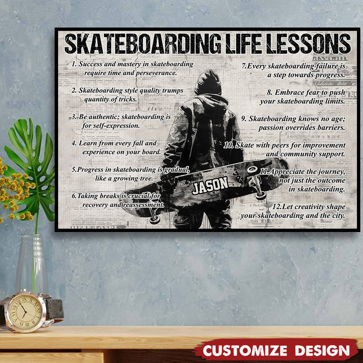 Personalized Skateboarding Life Lessons Poster-Gift For Skateboarding Lovers