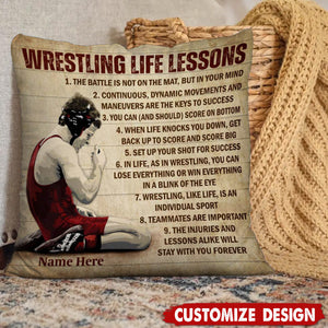 Personalized Wrestling Life Lessons Pillow-Gift For Wrestling Lovers