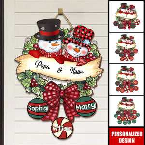 2024 New Release Snowman Grandpa & Grandma Mom & Dad-Christmas Ball Kids Personalized Wood Sign