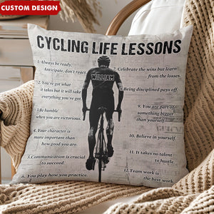 Personalized Cycling Life Lessons Pillow - Gift For Cycling Lovers