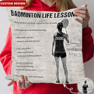 Personalized Badminton Life Lessons Pillow-Gift For Badminton Lovers