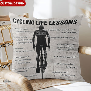 Personalized Cycling Life Lessons Pillow - Gift For Cycling Lovers