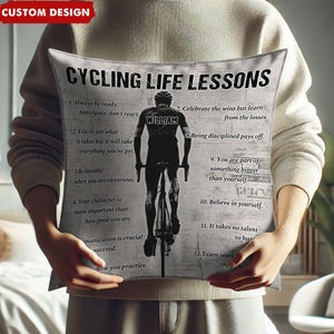 Personalized Cycling Life Lessons Pillow - Gift For Cycling Lovers