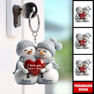 2024 New Release Couple Snowman Christmas Personalized Acrylic Keychain