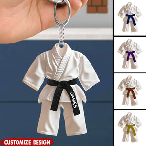 Personalized Black Belt Keychain -  Taekwondo,Karate,Jiu-Jitsu Gift