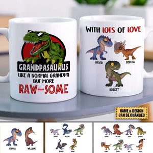 With Lots Of Love-Personalized Family Dad Mug,Gifts For Dinosaur Lover/Dad/Grandpa