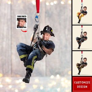 Personalized Photo Christmas Ornament Gift For Firefighter-2024 New Release