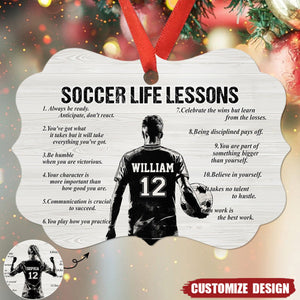 Personalized Soccer Life Lessons Wooden Ornament - Gift For Soccer Lovers