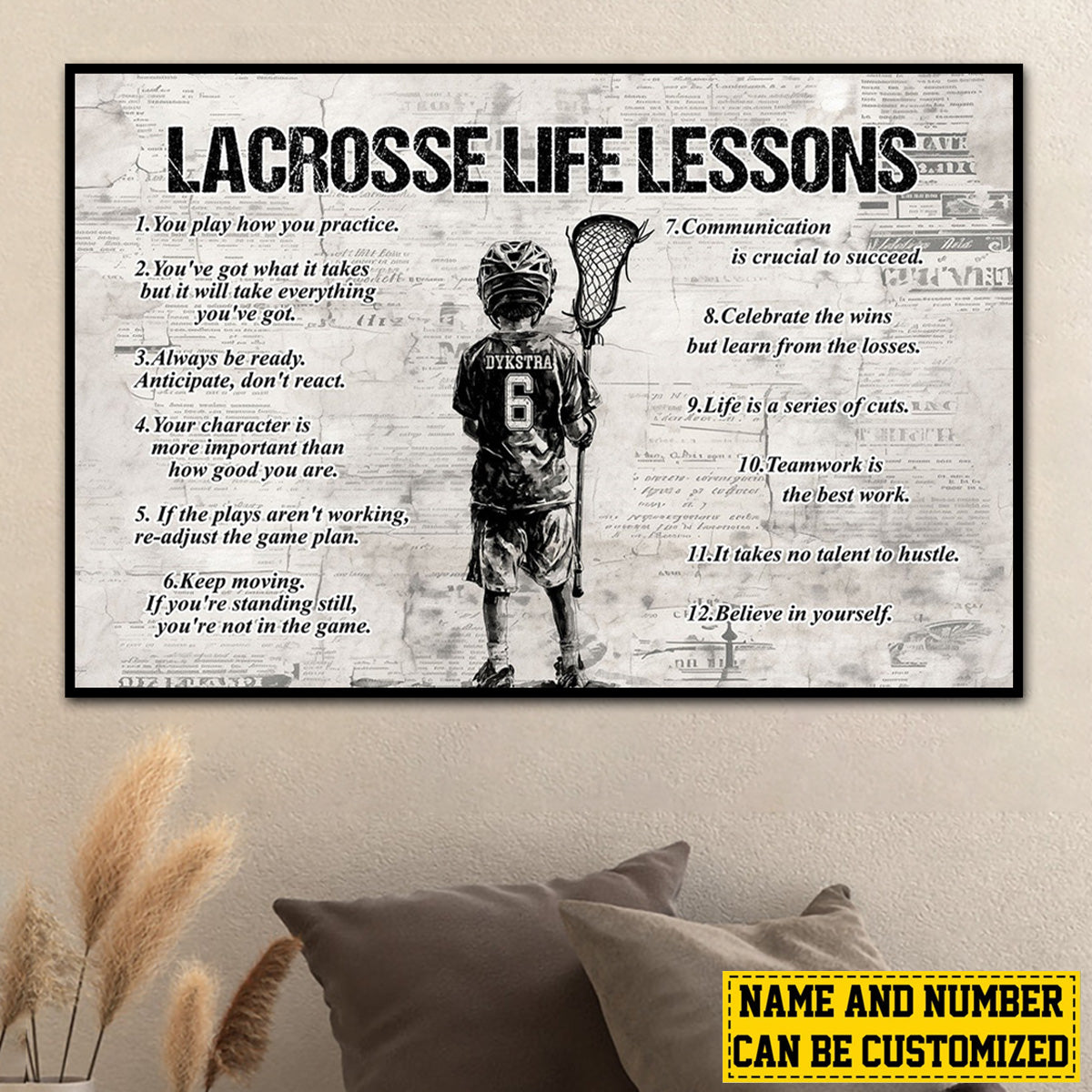 Personalized Lacrosse Kid Life Lessons Poster-Gift For Lacrosse Lovers