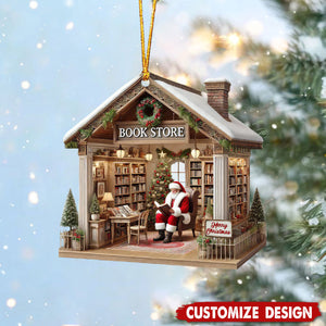 Personalized Santa in Book Shop Christmas Ornament Gift For Book Lovers-2024 New Release