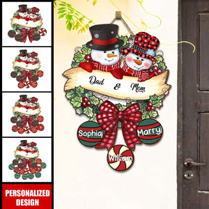 2024 New Release Snowman Grandpa & Grandma Mom & Dad-Christmas Ball Kids Personalized Wood Sign