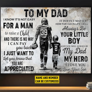 To My Dad Personalized Football Poster-Gift For Football Lovers