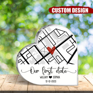 Married Custom Location Map Heart Acrylic Plaque - Gift For Couple