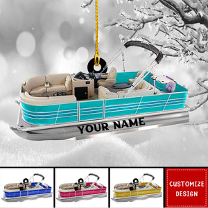 Personalized Pontoon Boat Acrylic Christmas Ornament - 2024 New Release