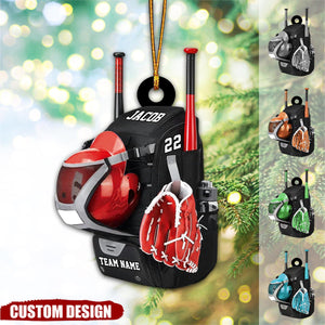 Personalized Baseball/Softball Bag with Helmet & Gloves Christmas Ornament, Gift For Baseball&Softball Lovers - 2024 New Release