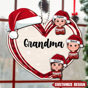 Christmas Grandma's Little Cute Kids Personalized 2-Layer Wooden Ornament