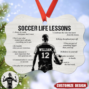 Personalized Soccer Life Lessons Wooden Ornament - Gift For Soccer Lovers