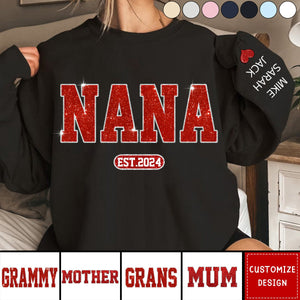 Personalized Glitter Custom Name Mimi Nana Grandma Est And Kids Sweatshirt